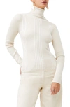 French Connection Mari Rib Stitch Turtleneck Sweater In 29-classic Cream Multi
