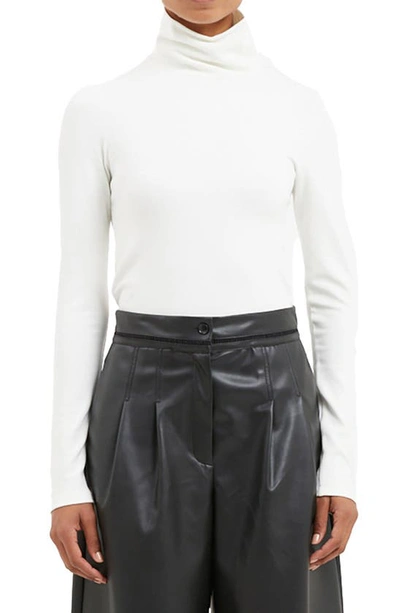 French Connection Roy Back Cutout Turtleneck Top In 10-winter White
