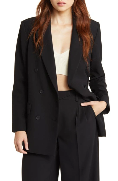 Open Edit Oversize Double Breasted Blazer In Black