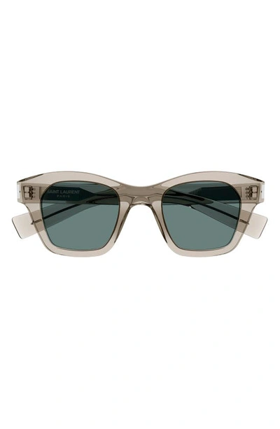 Saint Laurent 47mm Small Rectangular Sunglasses In Beige