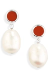 Sophie Buhai Neue Pearl Drop Earrings In Red