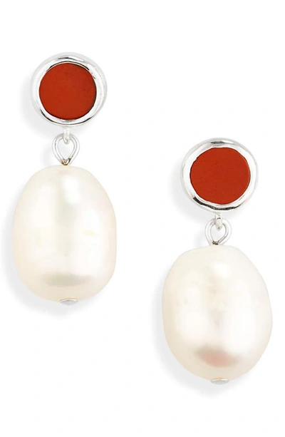 Sophie Buhai Neue Pearl Drop Earrings In Red