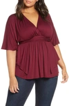 Kiyonna Promenade Top In Burgundy