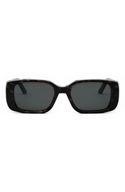 Dior Wil 53mm Polarized Geometric Sunglasses In Dark Havana/gray Solid