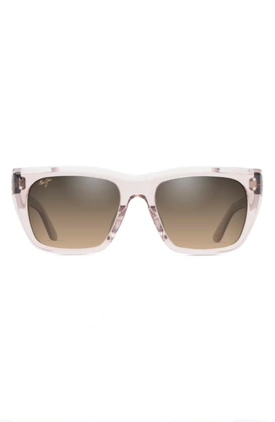 Maui Jim Aloha Lane 56mm Gradient Polarizedplus2® Square Sunglasses In Transparent Pink