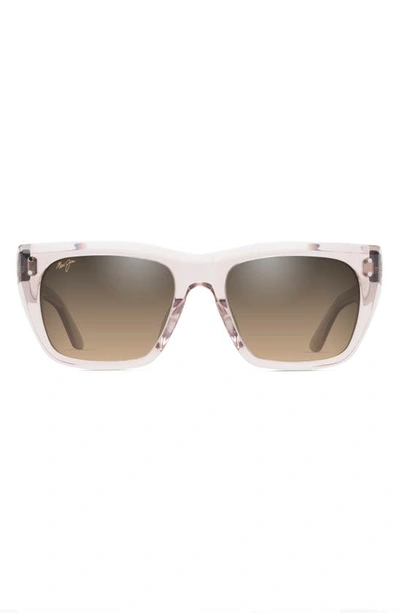 Maui Jim Men's Aloha Lane Acetate Rectangle Sunglasses In Transparent Pink