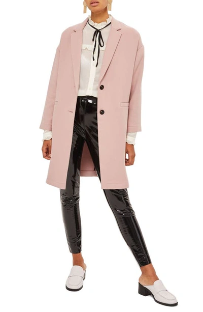 Topshop Twill Ponte Topcoat In Nude