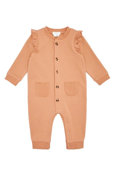 Firsts By Petit Lem Babies' Sienna Ruffle Stretch Organic Cotton Romper In Pink