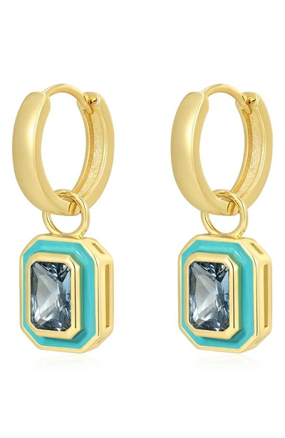 Luv Aj Cubic Zirconia Huggie Drop Earrings In Gold