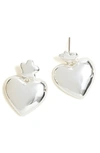 Madewell Puffy Heart Statement Earrings In Polished Silver