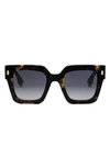 Fendi Roma 50mm Square Sunglasses In Havana/gray Gradient
