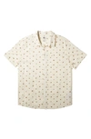 Quiksilver Kids' Minimo Floral Print Short Sleeve Organic Cotton Button-up Shirt In Birch