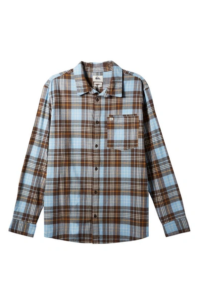 Quiksilver Banchor Plaid Stretch Flannel Button-up Shirt In Brown