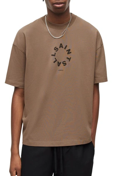 Allsaints Tierra Logo Graphic Tee In Chai Brown