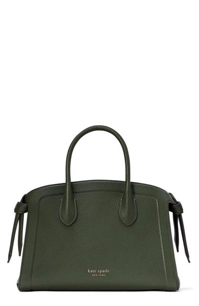 Kate Spade Medium Knott Pebbled Leather Satchel In Bonsai Tree