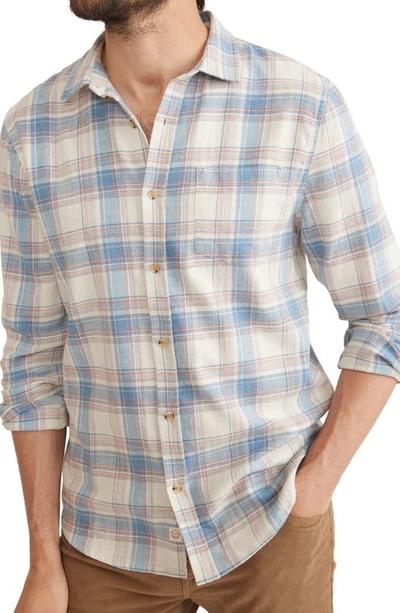 Marine Layer Plaid Stretch Cotton Button-up Shirt In Indigo