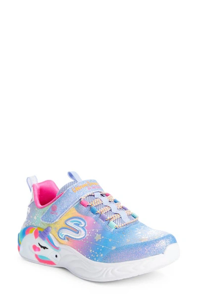 Skechers Kids' S-lights Unicorn Dreams Glitter Sneaker In Blue/ Multi