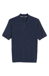 Ted Baker Quarter Zip Polo In Navy