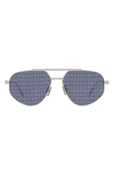 Givenchy Gvspeed 57mm Aviator Sunglasses In Palladium Smoke Mirror