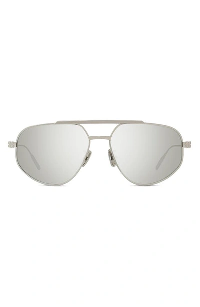 Givenchy Gvspeed 57mm Aviator Sunglasses In Shiny Palladium / Brown Mirror