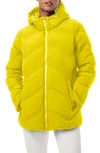 Bernardo Hooded Chevron Quilted Jacket In Limoncello