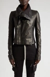 Rick Owens Asymmetric Leather & Virgin Wool Biker Jacket In Grey