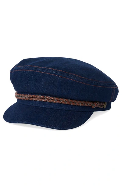 Brixton Fiddler Baker Boy Cap In Washed Denim