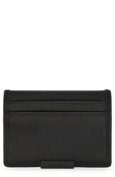 Allsaints Dove Leather Card Case In Black