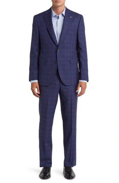 Jack Victor Esprit Soft Constructed Deco Plaid Wool Suit In Navy