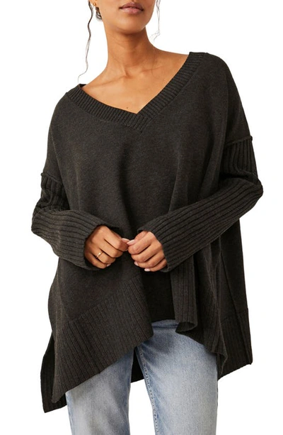 Free People Orion A-line Tunic Sweater In Black