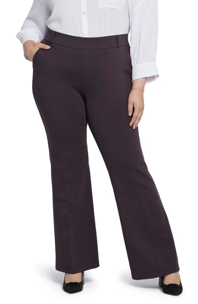Nydj Plus Size Pull On Flare Leg Trouser Pants In Cordovan