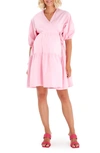 Accouchée Waterfall Tie Waist A-line Maternity/nursing Wrap Dress In Pink