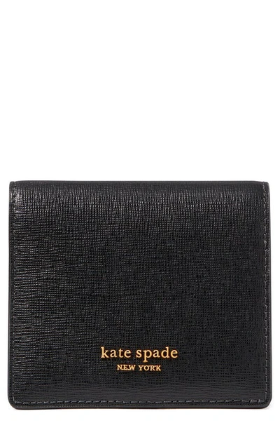 Kate Spade Small Morgan Saffiano Leather Bifold Wallet In Black