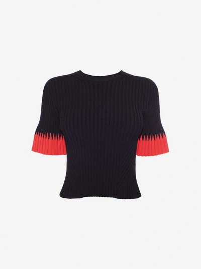 Alexander Mcqueen Black Ribbed Knit Sweater In 1139 - Blac