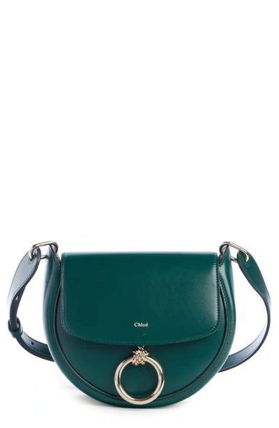 Chloé Small Arlene Leather Crossbody Saddle Bag In Marble Green 3h1