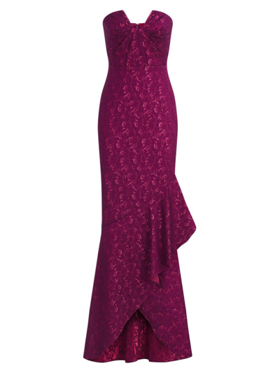 Theia Women's Aimee Stretch-jacquard Strapless Gown In Sangria