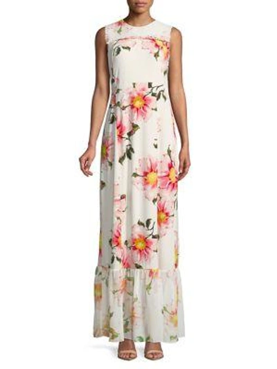 Karl Lagerfeld Women's Floral Sleeveless Maxi Dress In Ivory Multi