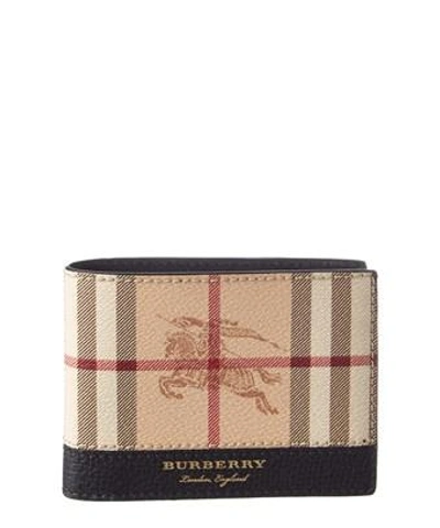 Burberry Haymarket Check & Leather International Bifold Wallet In Black |  ModeSens