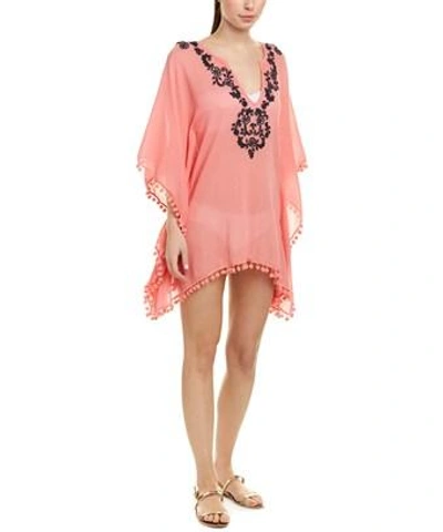 Letarte Embroidered Poncho In Pink