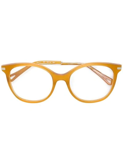 Chloé Round Frame Glasses In Yellow & Orange