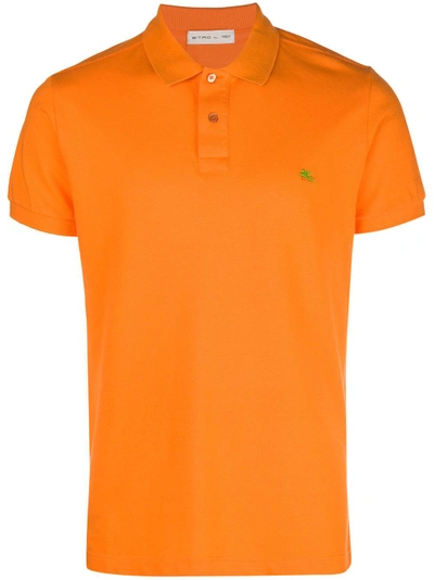 Etro Short Sleeve Polo Shirt In Yellow & Orange