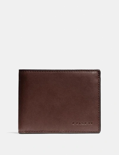 Coach Slim Billfold Id Wallet In Mahogany