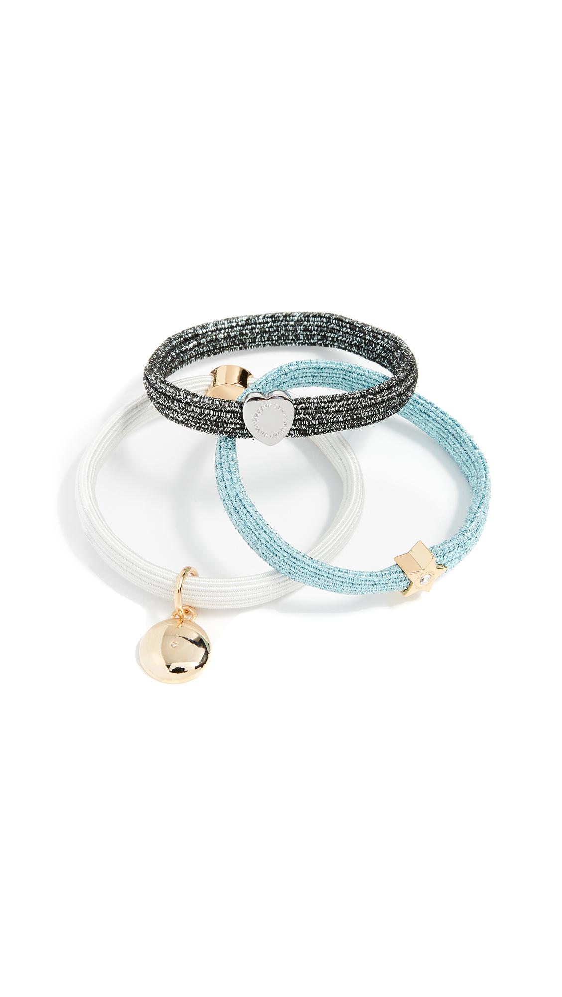 Marc Jacobs Logo Hair Pony Hair Tie Set In Blue Multi Modesens