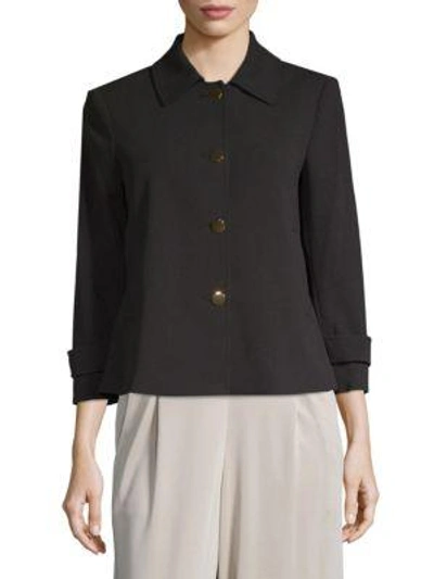 Calvin Klein Tab-sleeve Button Jacket In Black