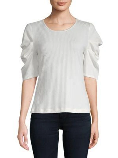Vince Camuto Textured Draped-sleeve Top In Antique White