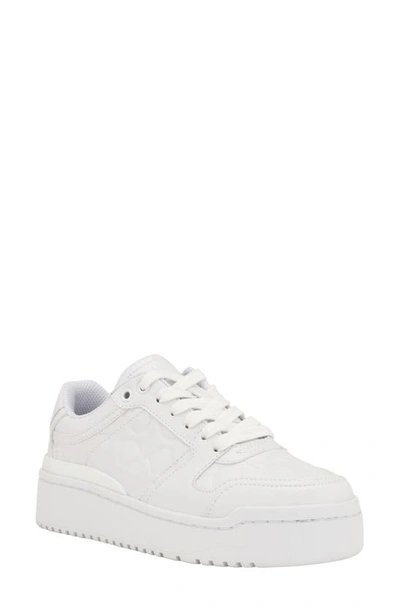 Calvin Klein Carlla Embossed Platform Sneaker In White
