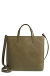 Madewell Small Transport Leather Crossbody Tote In Muted Olive