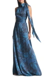 Sachin & Babi Kayla Halter Gown In Tonal Petal