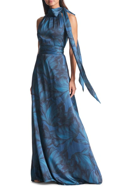 Sachin & Babi Kayla Halter Gown In Tonal Petal