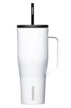 Corkcicle 30-ounce Insulated Cup With Straw In White